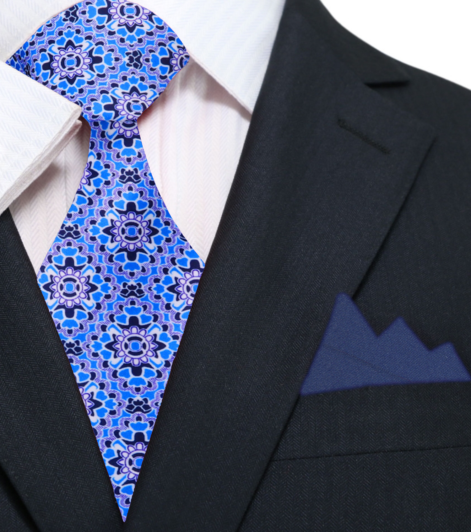 Blue Mosaic Necktie and Blue Square