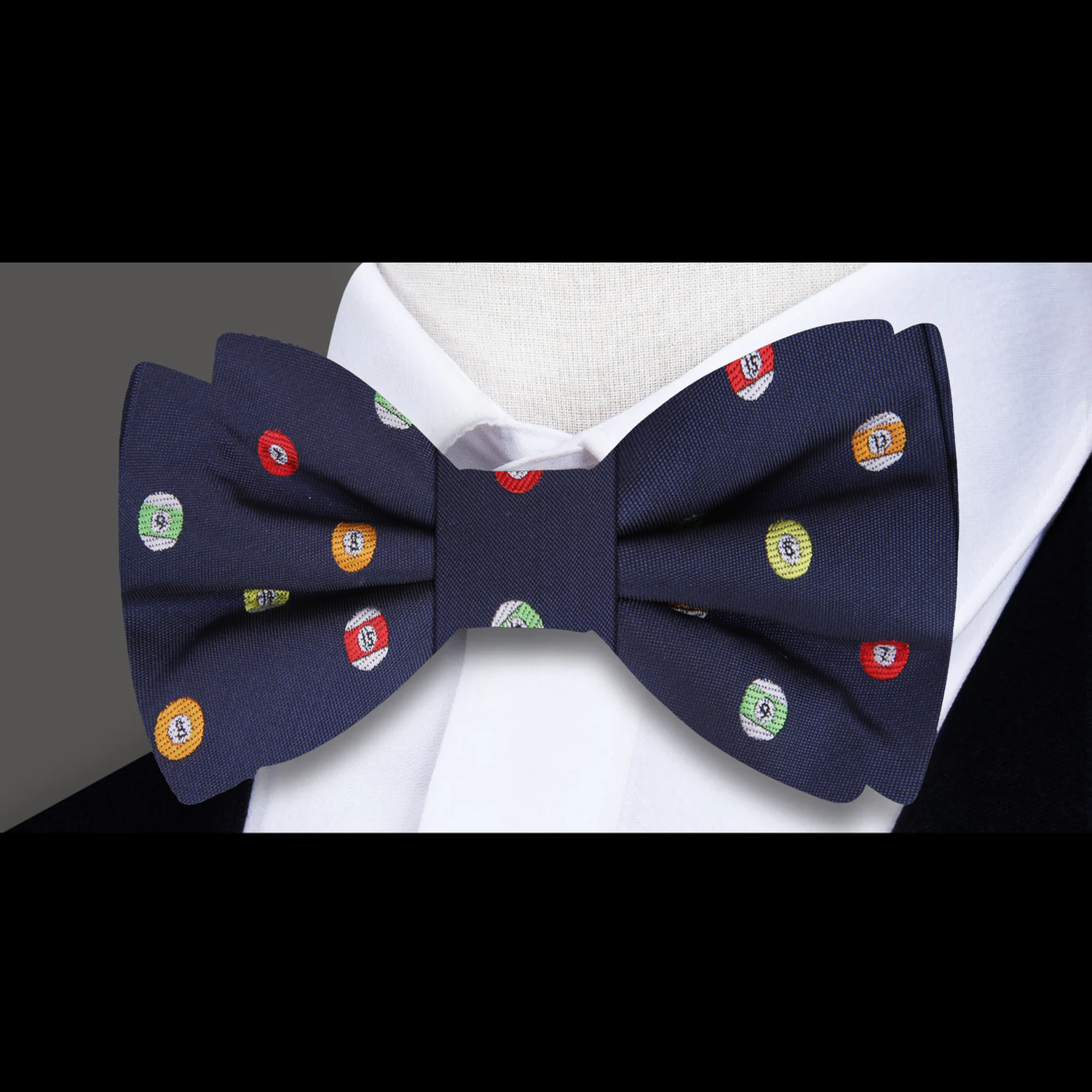Blue with Multiple Colored Billiard Balls Bow Tie a 