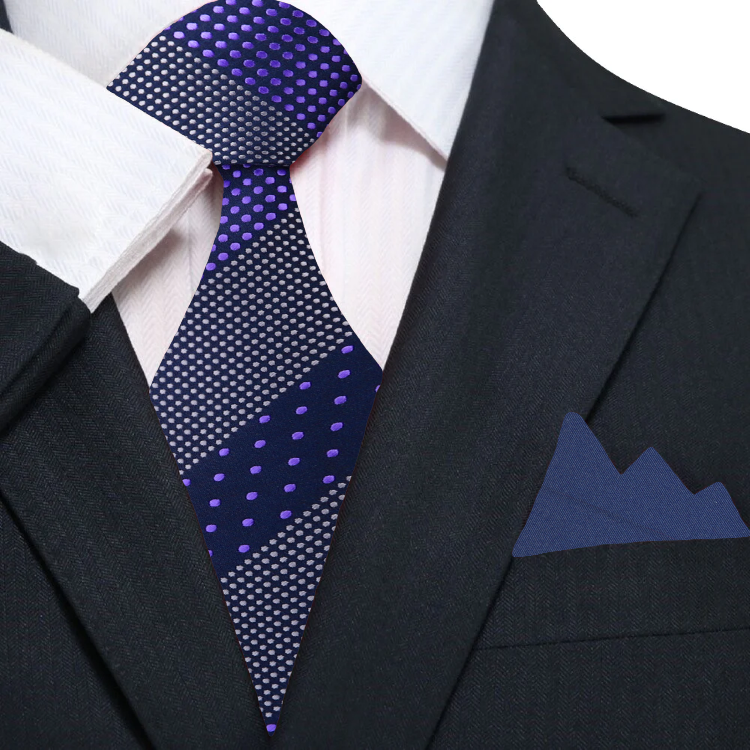 Blue, Light Purple Polka Tie with Blue Square