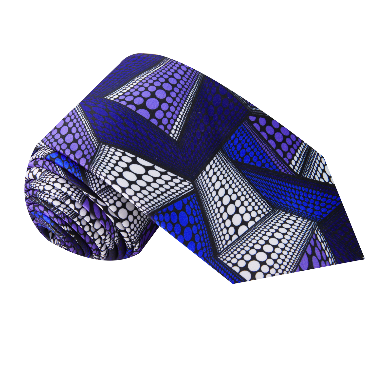Blue, Purple, White Abstract Polka Pattern Necktie  