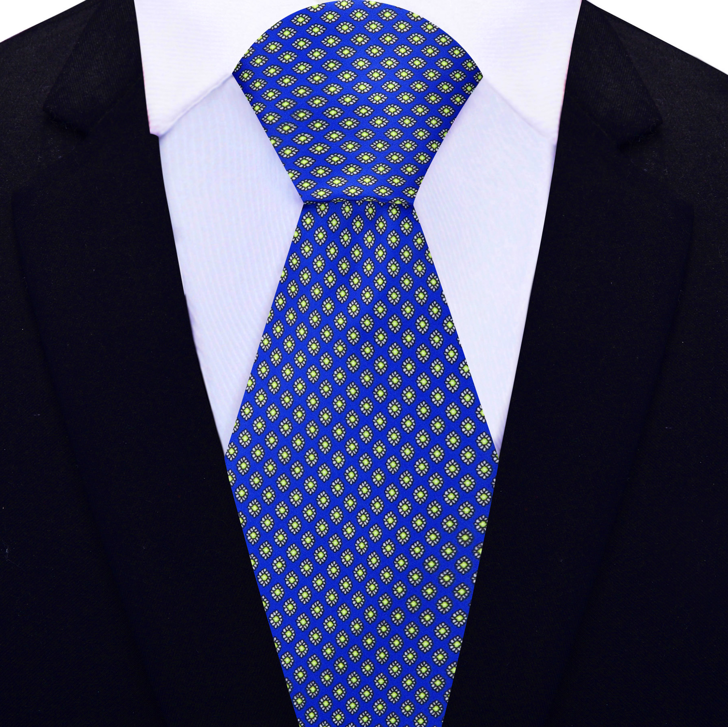 View 2: Blue, Lime Small Medallions Necktie