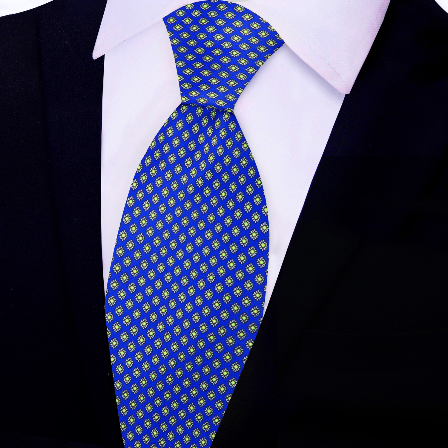 Blue, Lime Small Medallions Necktie