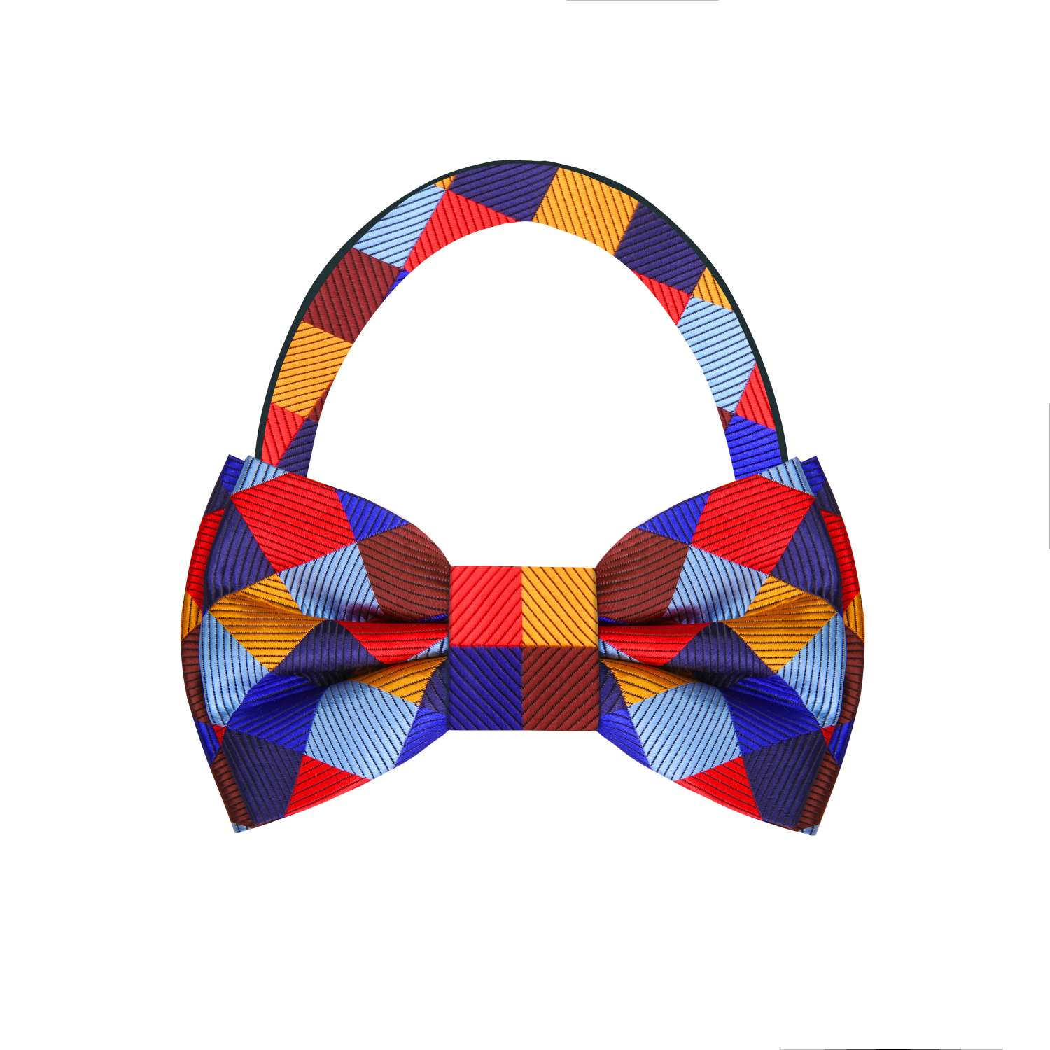 Red, Brown, Blue, Orange Geometric Bow Tie Pre Tied