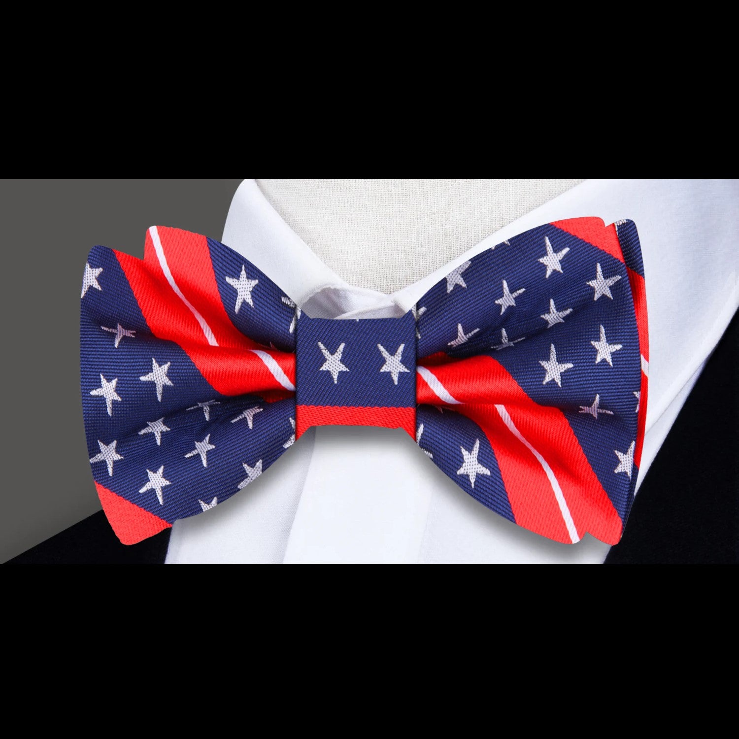 Blue, Red, Grey Stars and stripes Bow Tie