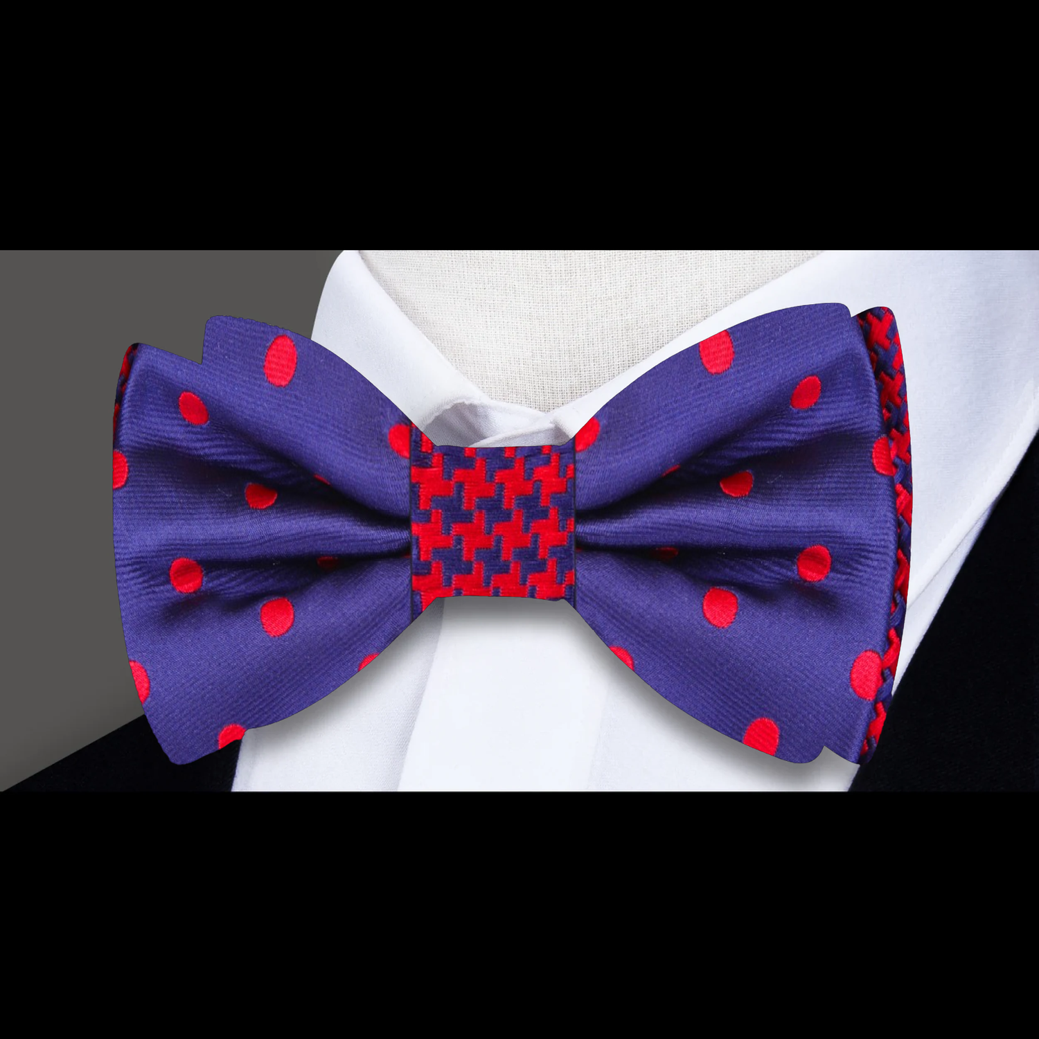 Blue, Red Polka Bow Tie