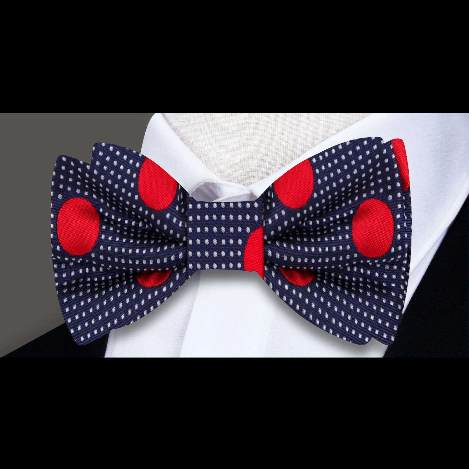 Deep Blue, Red Polka Bow Tie