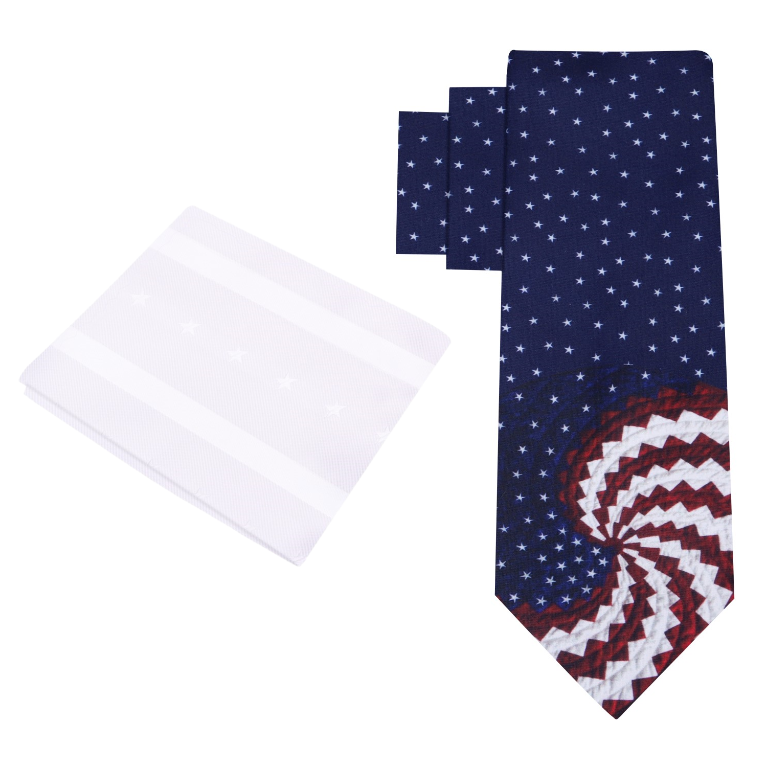 Alt View: Red, White and Blue Flag and Swirl Necktie and Accenting Square