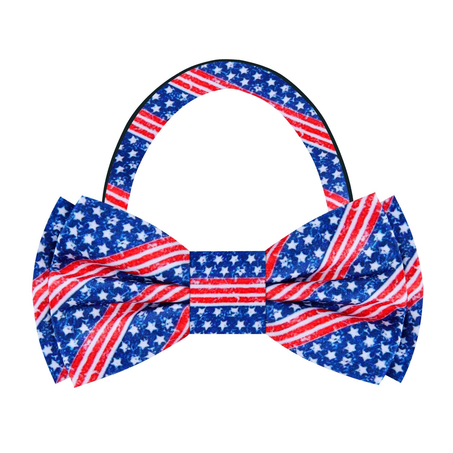 Blue, Red, White Stars and Stripes Bow Tie Pre Tied