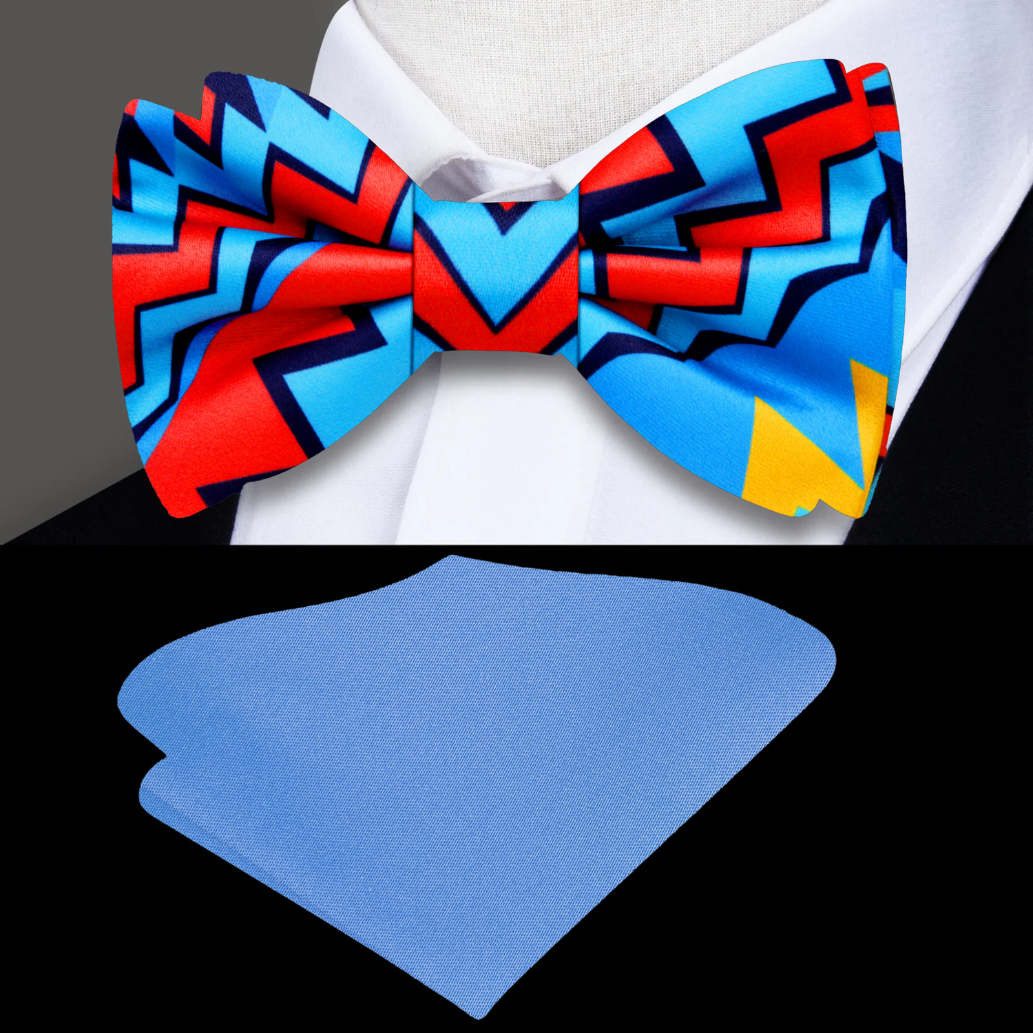 Orange Blue Abstract Bow tie and blue square