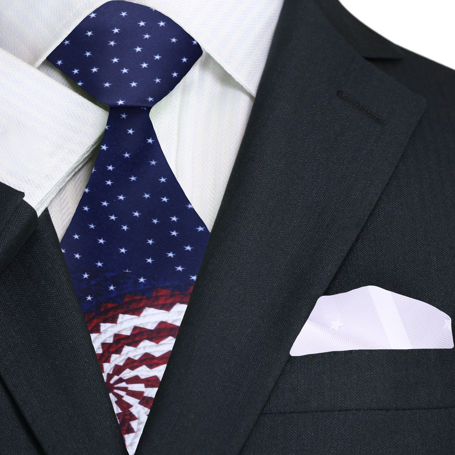 Blue Red and White With An American Flag Swirl pattern and Accenting Square