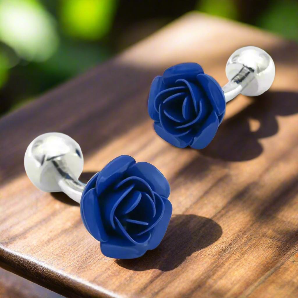 Blue Rose Cufflinks 2