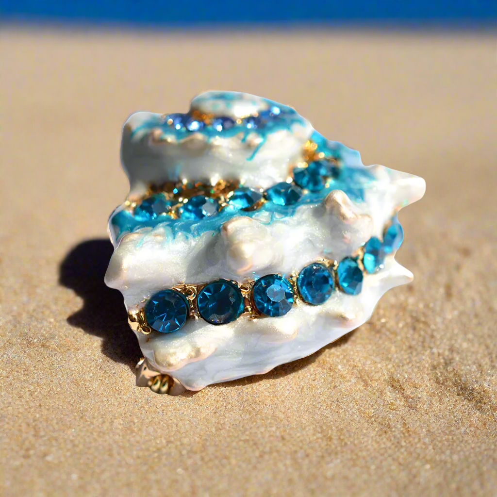 Top:Blue Conch Shell Lapel Pin