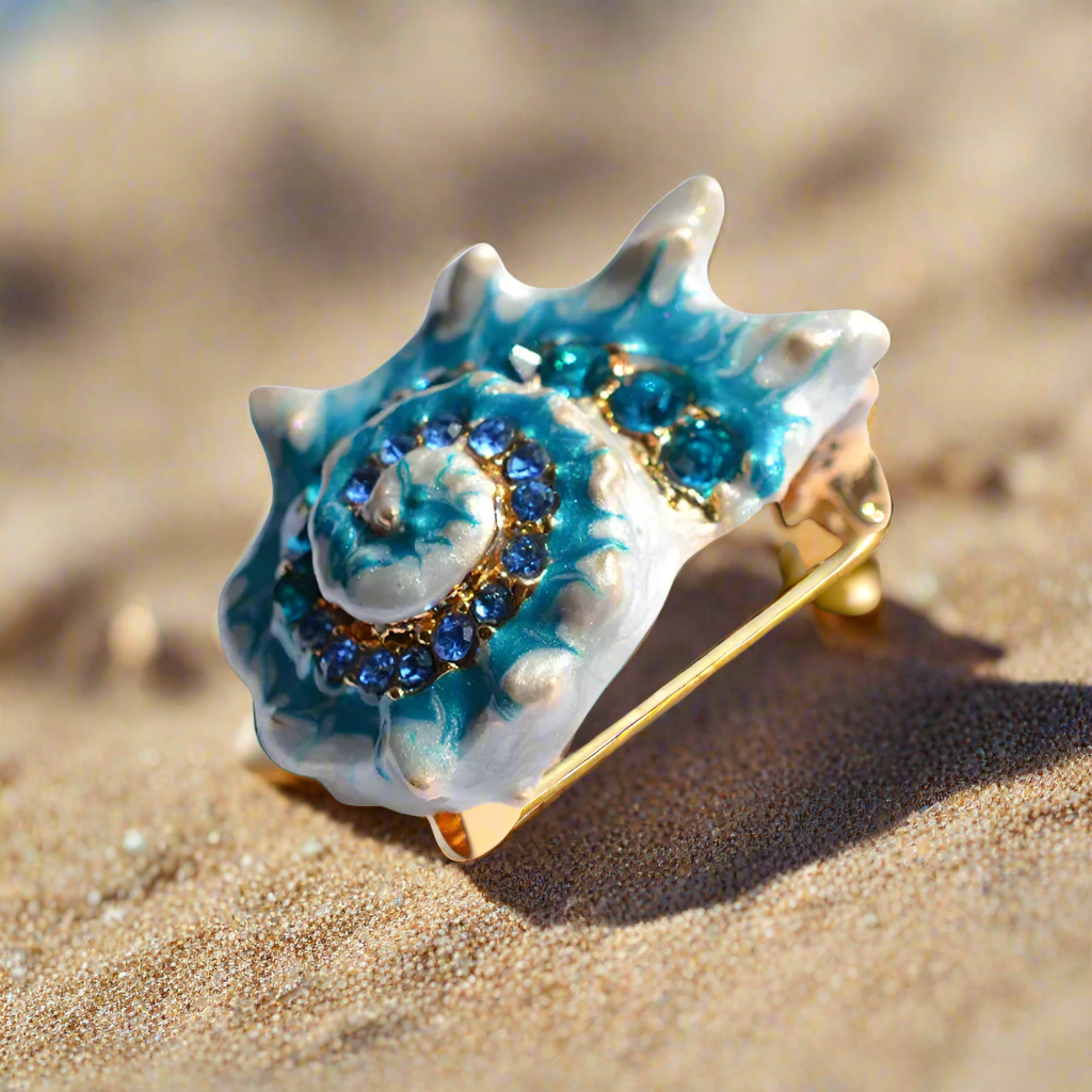 View 3: Blue Conch Shell Lapel Pin