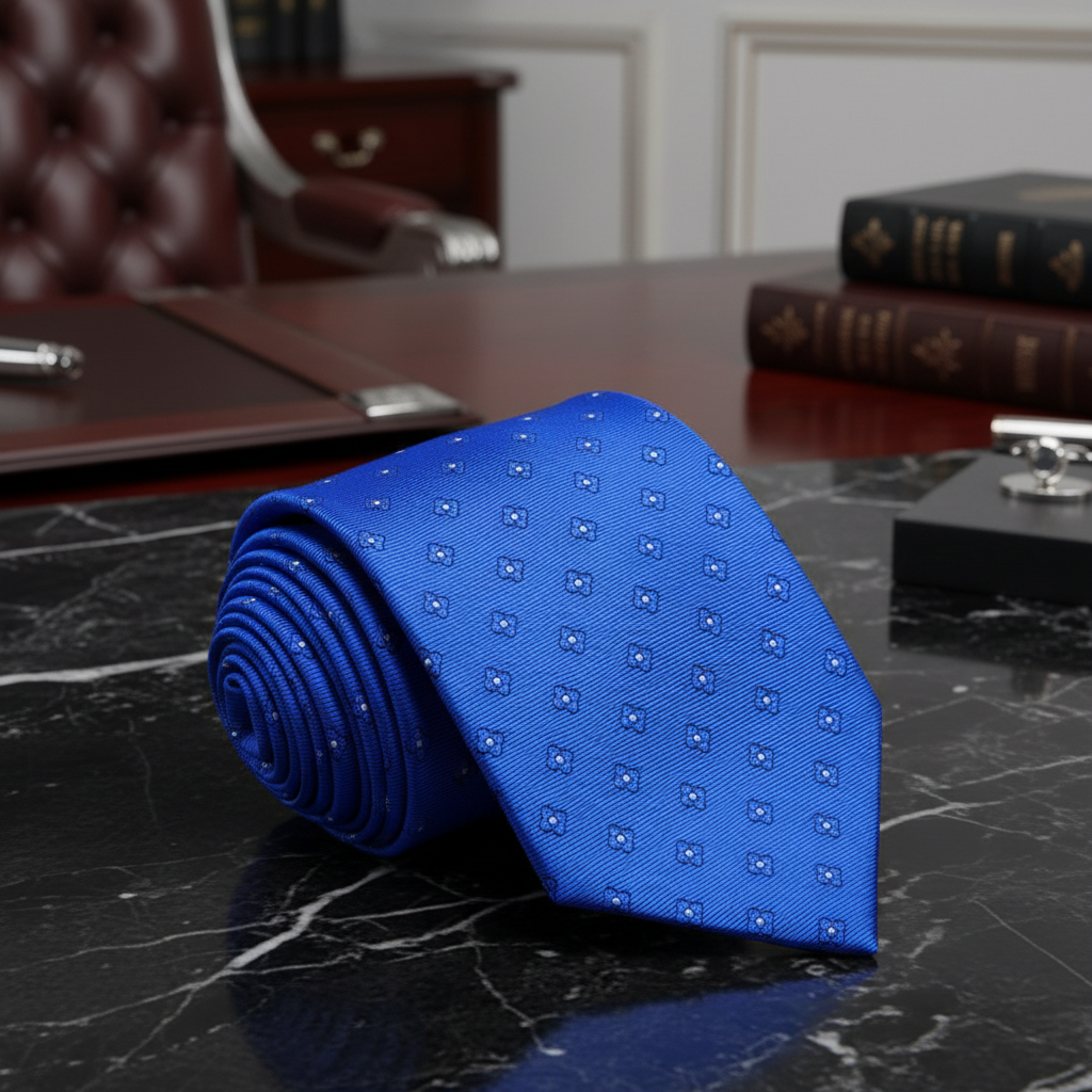 Blue small flowers patterned tie 