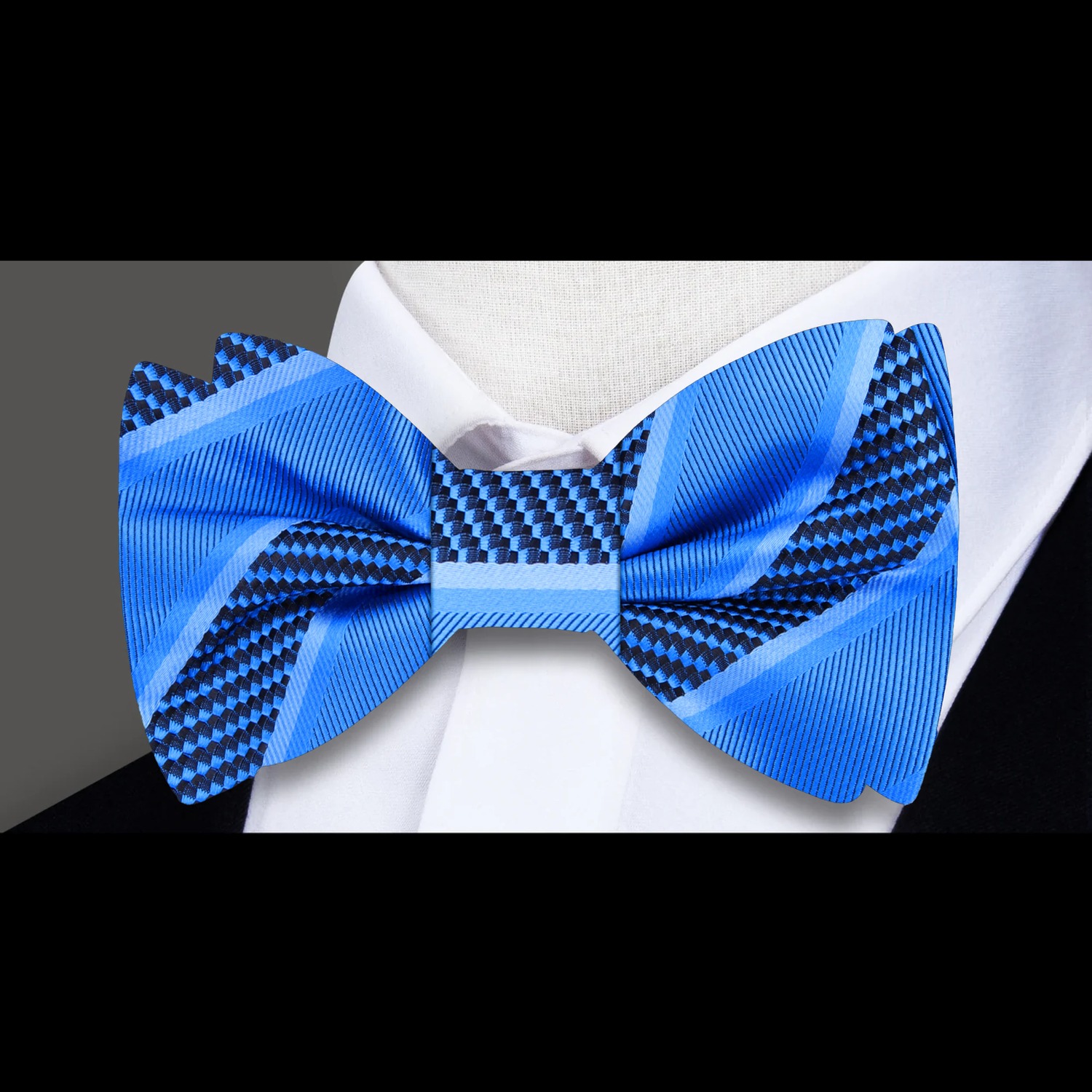 Blue Stripe Bow Tie  