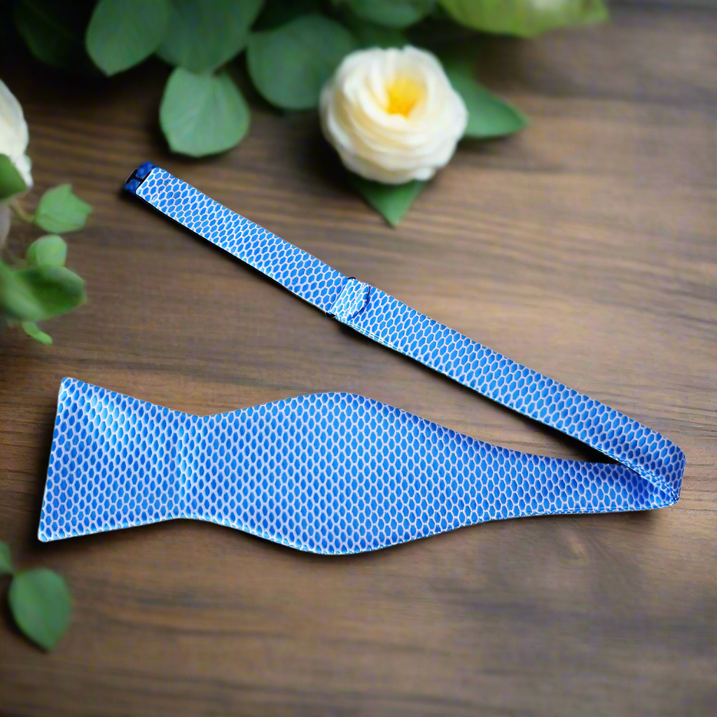 Light Blue Geometric Bow Tie Self Tie