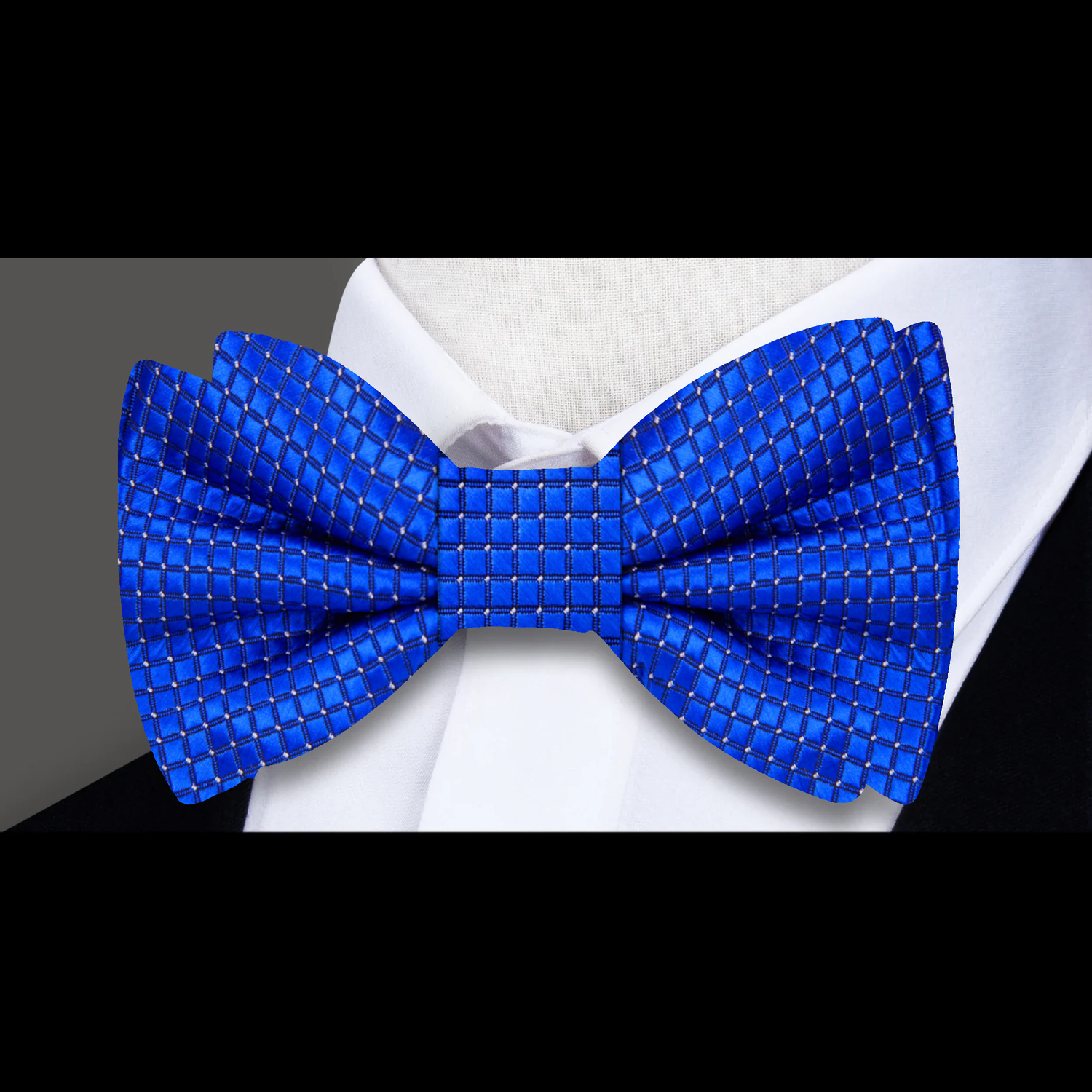 Blue with White Geometric Texture Bow Tie