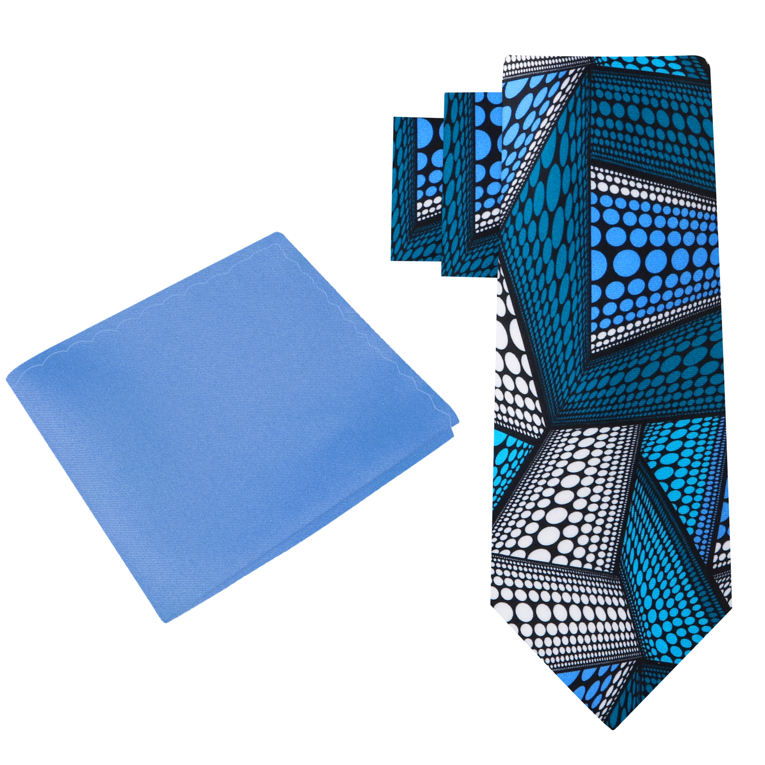 An Abstract Blue and White Necktie and Light Blue Square Alt View