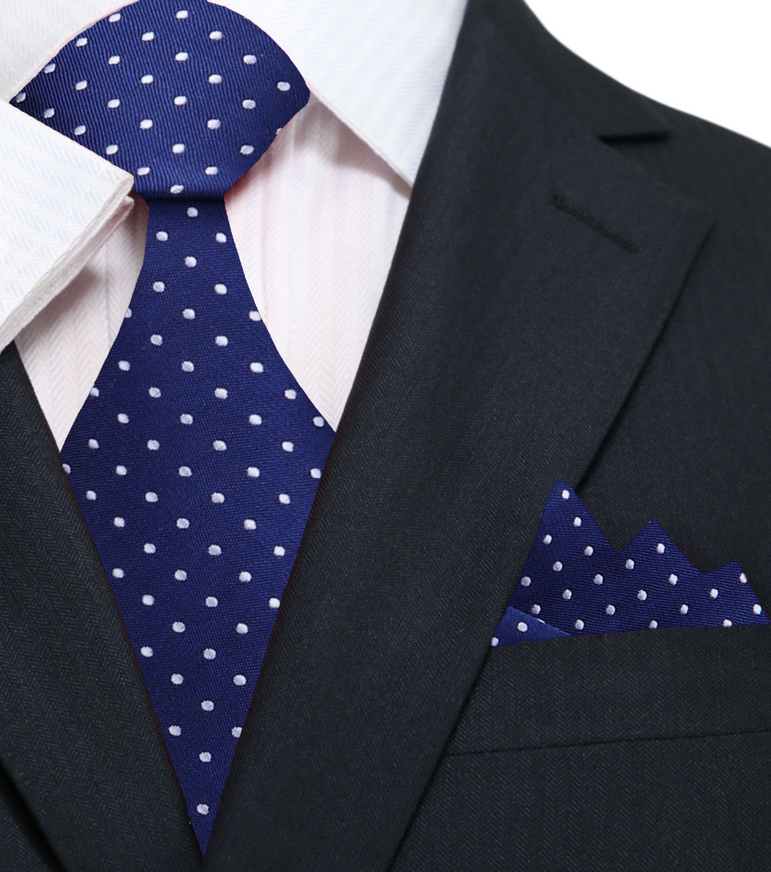 Blue, White Polka Tie and Square