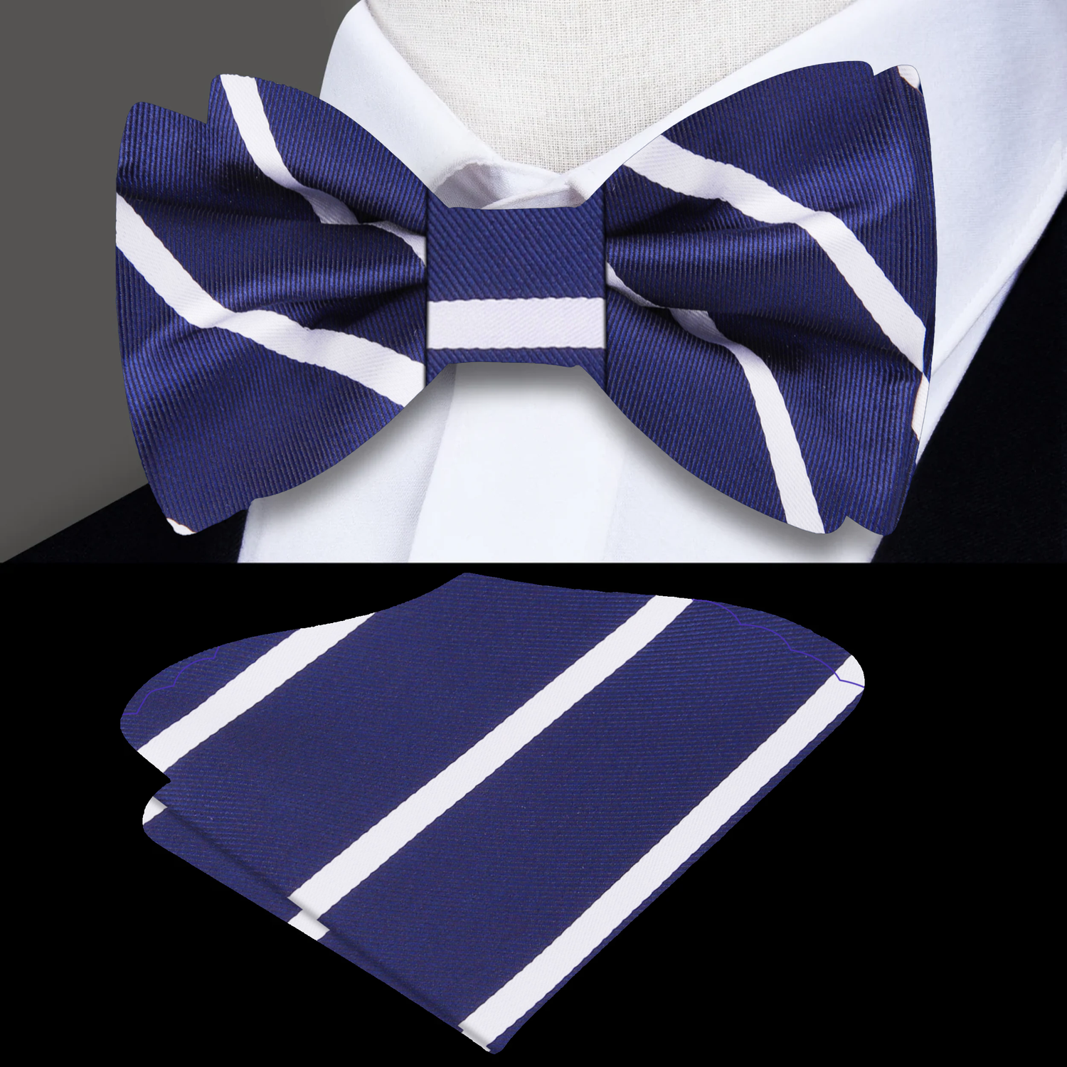 Steel Warrior Blue Stripe Bow Tie