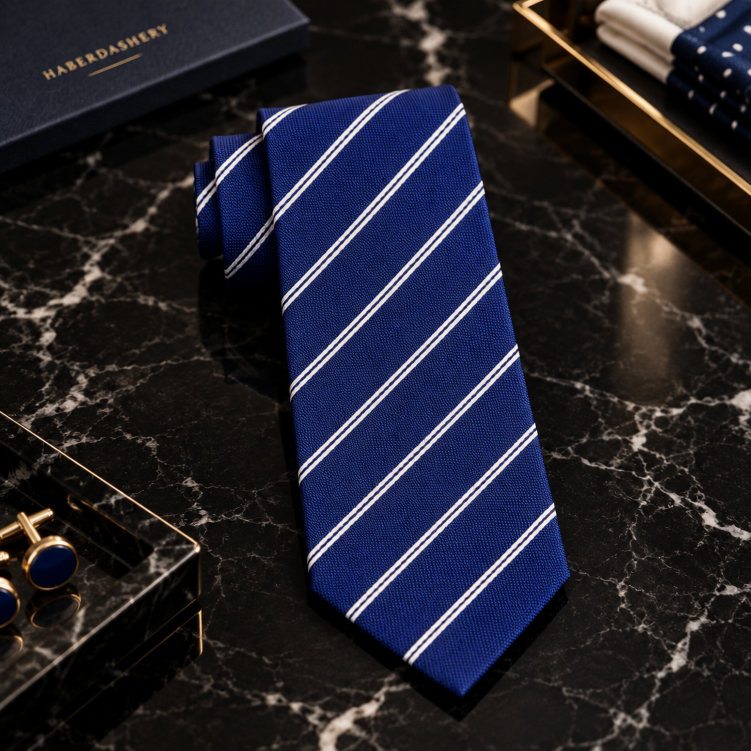 Blue with White Stripes Tie