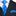 Blue patterned tie and pocket square set on a black suit jacket.