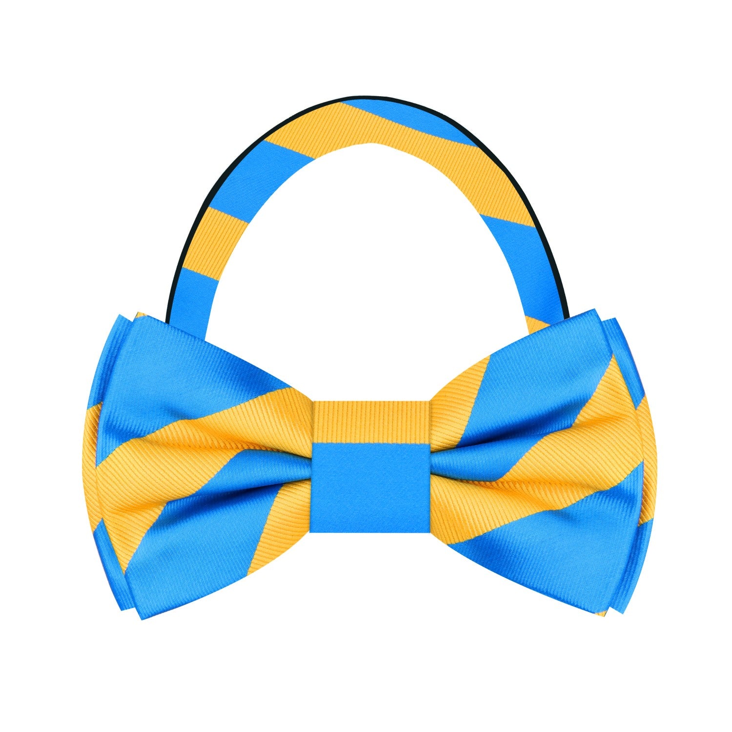 Blue, Yellow Block Stripe Bow Tie Pre Tied