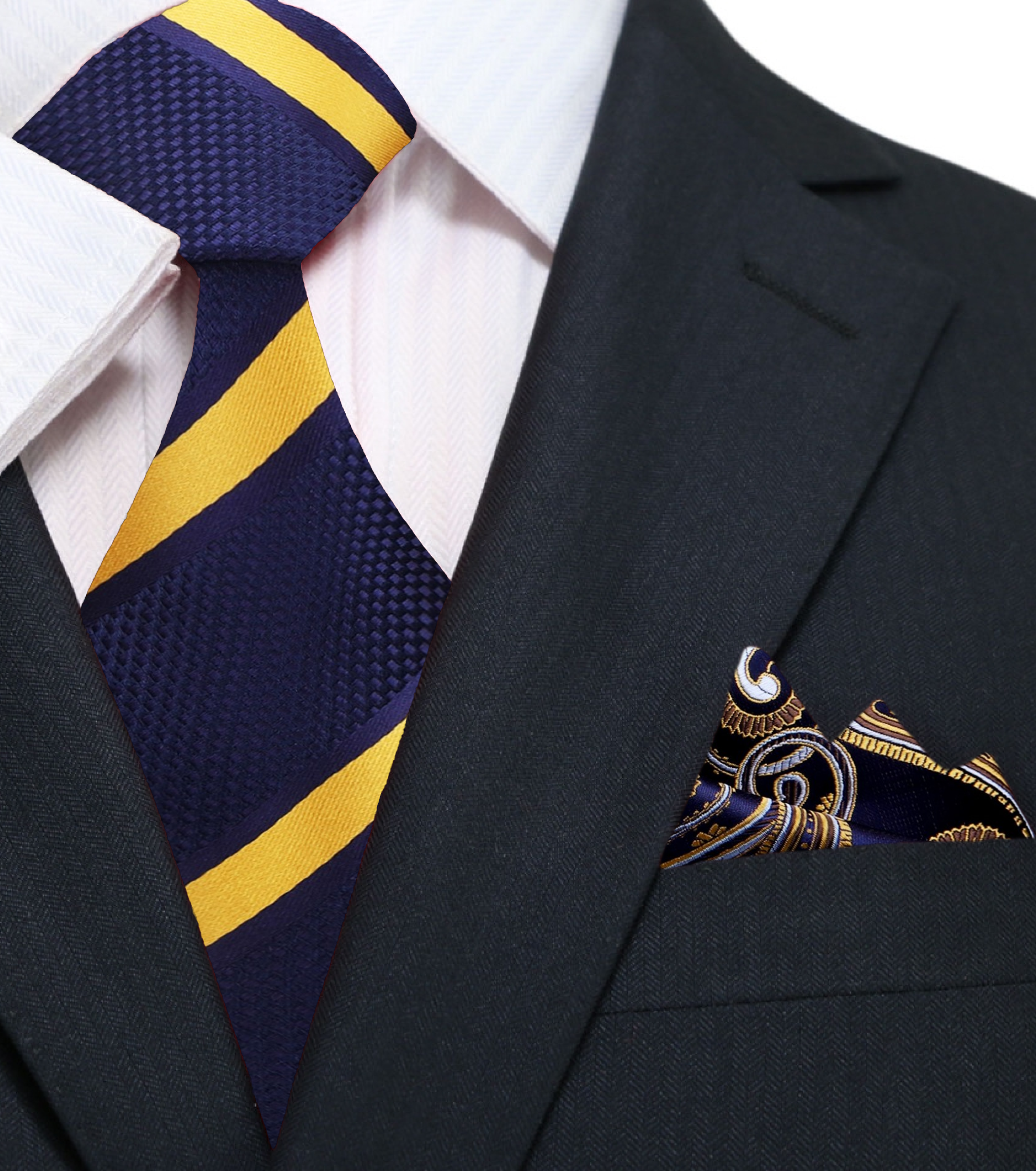 Blue and Yellow Striped Tie