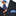 Main Blue, Orange, White Plaid Necktie and Blue Square