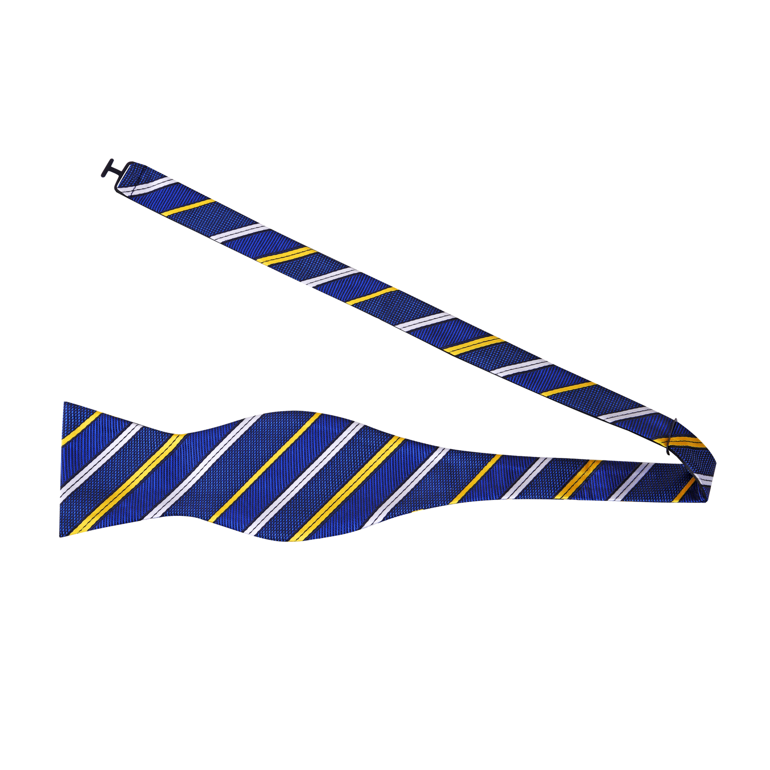 Blue and Yellow Stripe Bow Tie Self Tie