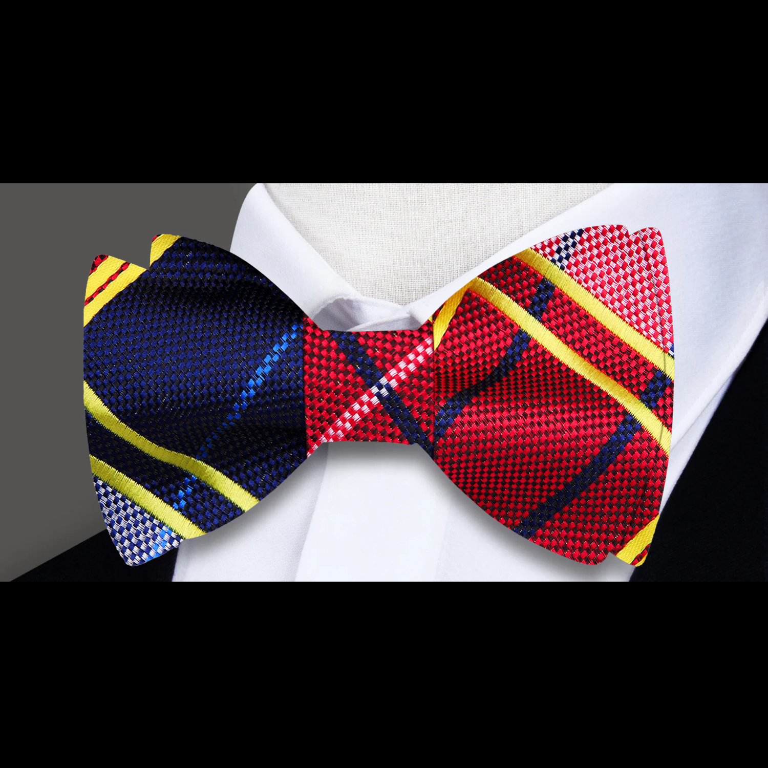 Blue, Red, Yellow Plaid Bow Tie