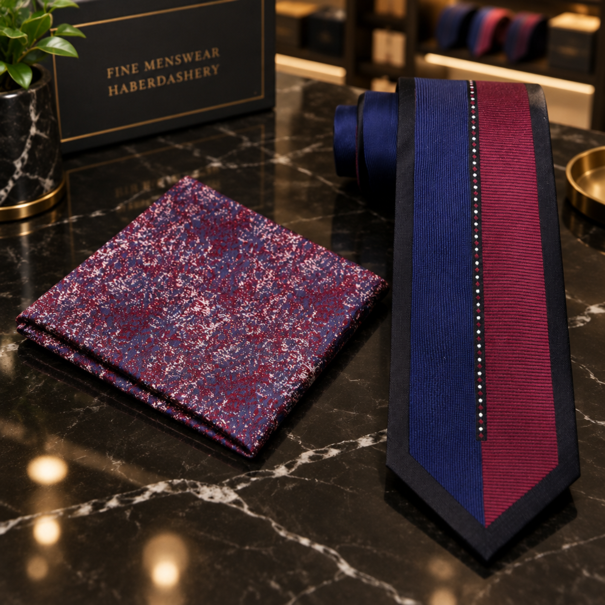 Burgundy and Navy Embellished necktiewith Pins RUISINERY Elegant Women main image 4