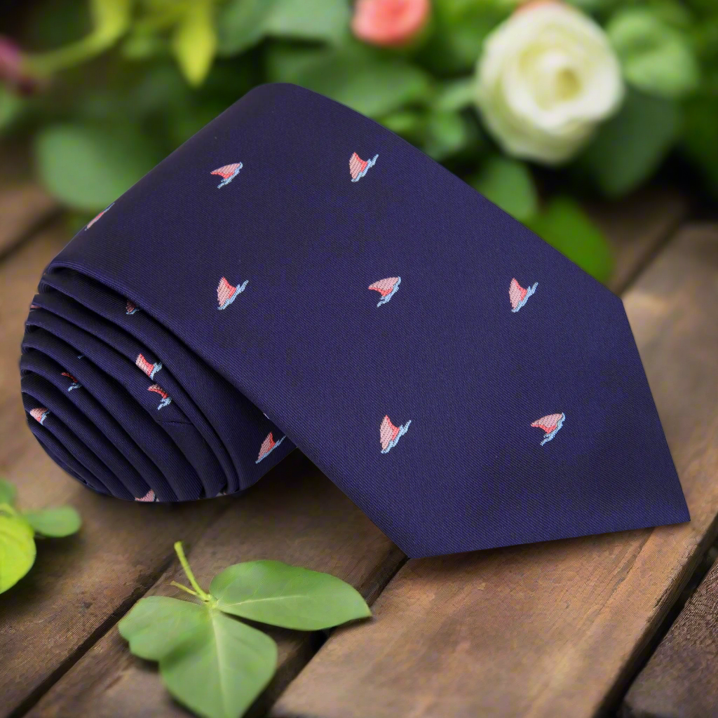 Single Blue Shark Fins Necktie
