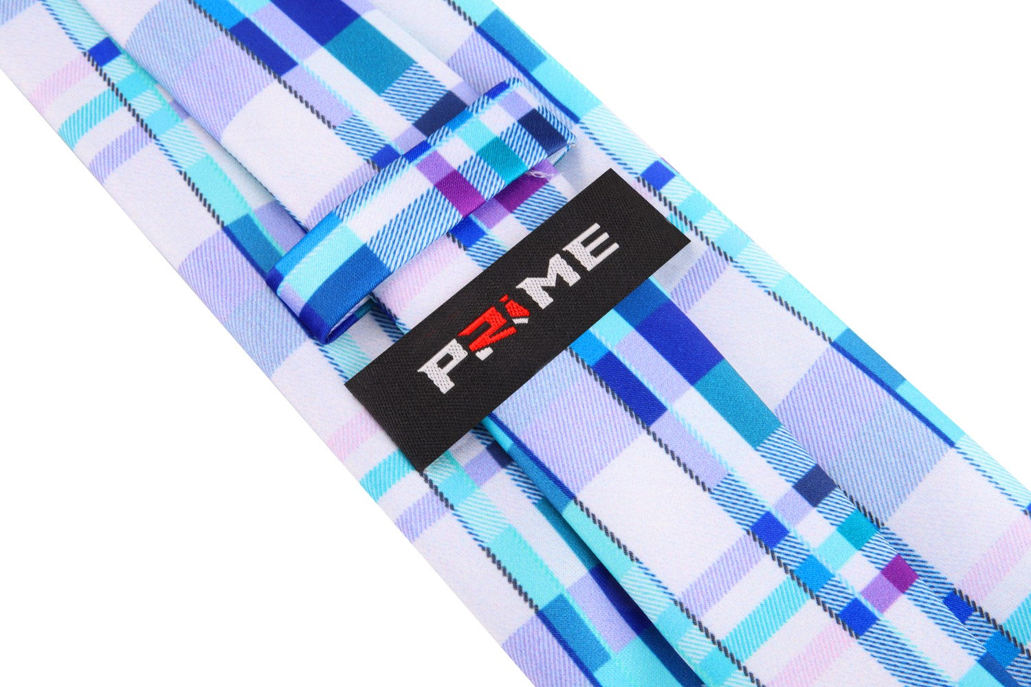 Shades of Blue and Purple Plaid Tie Keep
