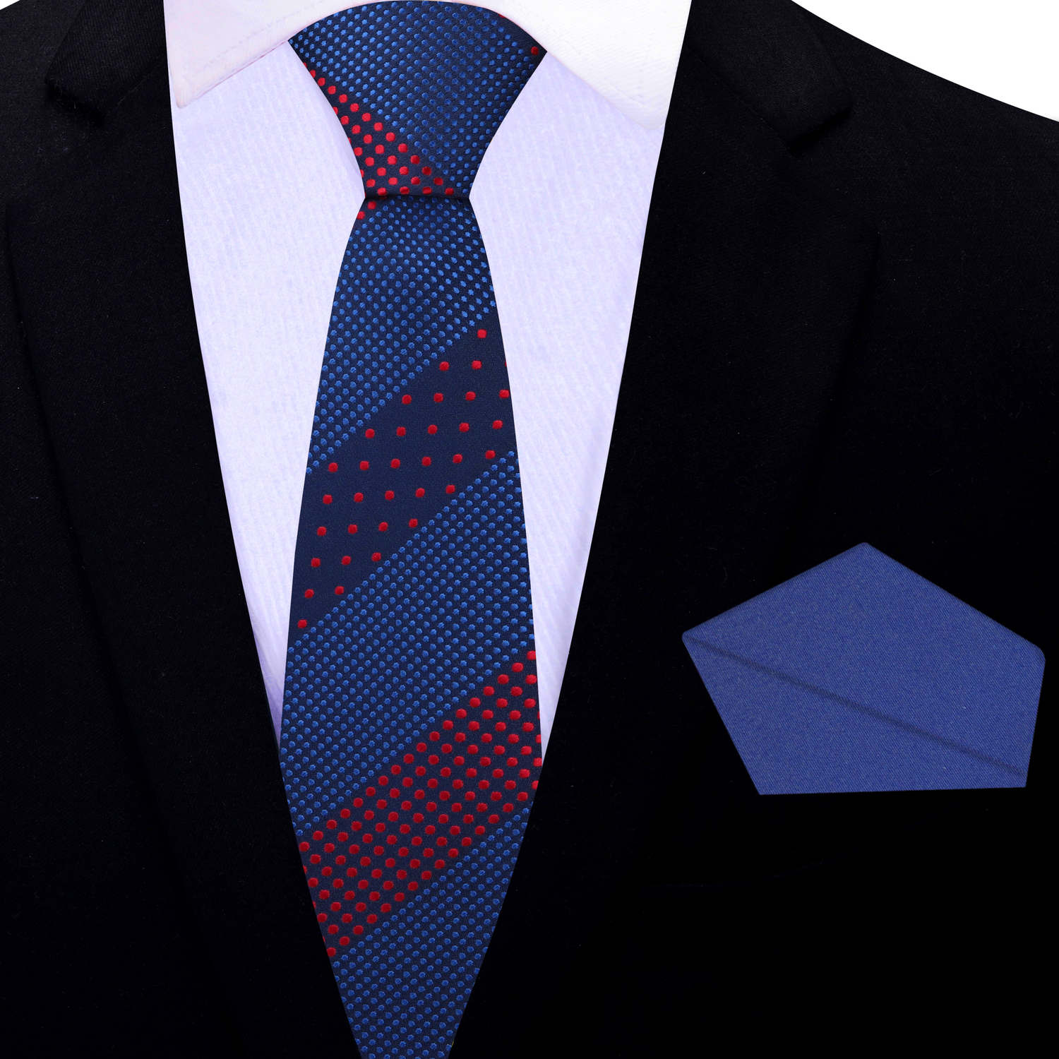Thin Tie: Blue, Red Polka Tie and Blue Square