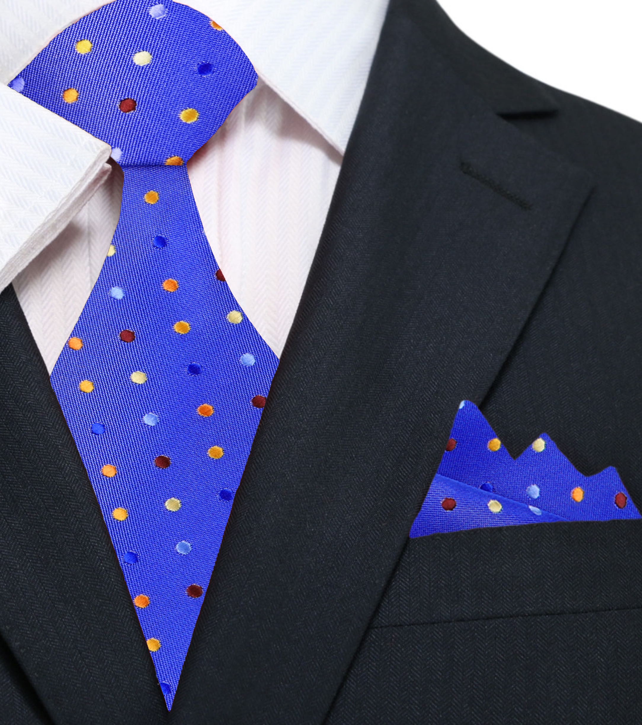 Blue polka dot sales tie and pocket square
