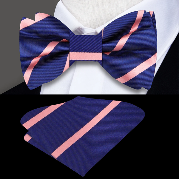 Navy and discount peach bow tie