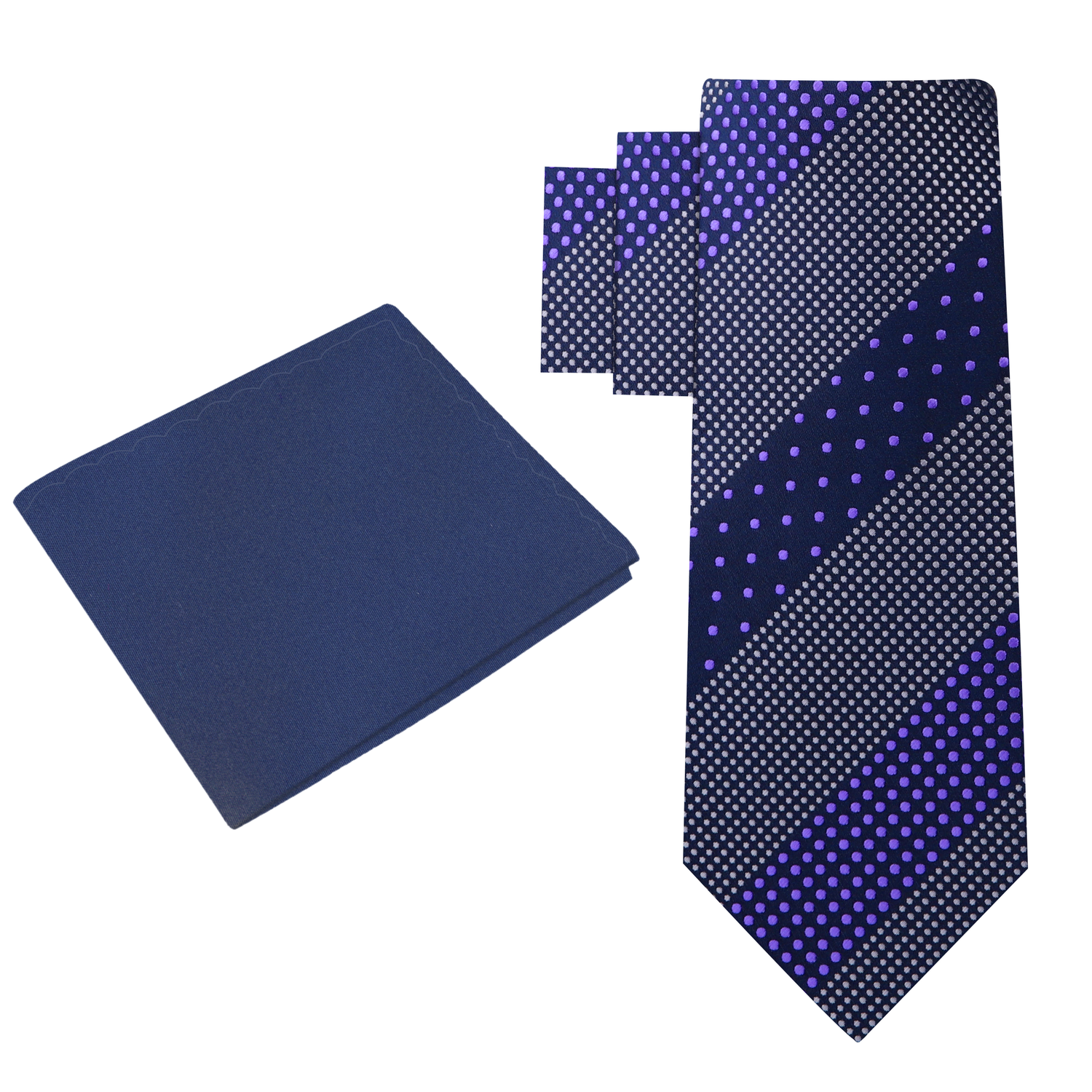 Alt View: Blue, Light Purple Polka Tie with Blue Square