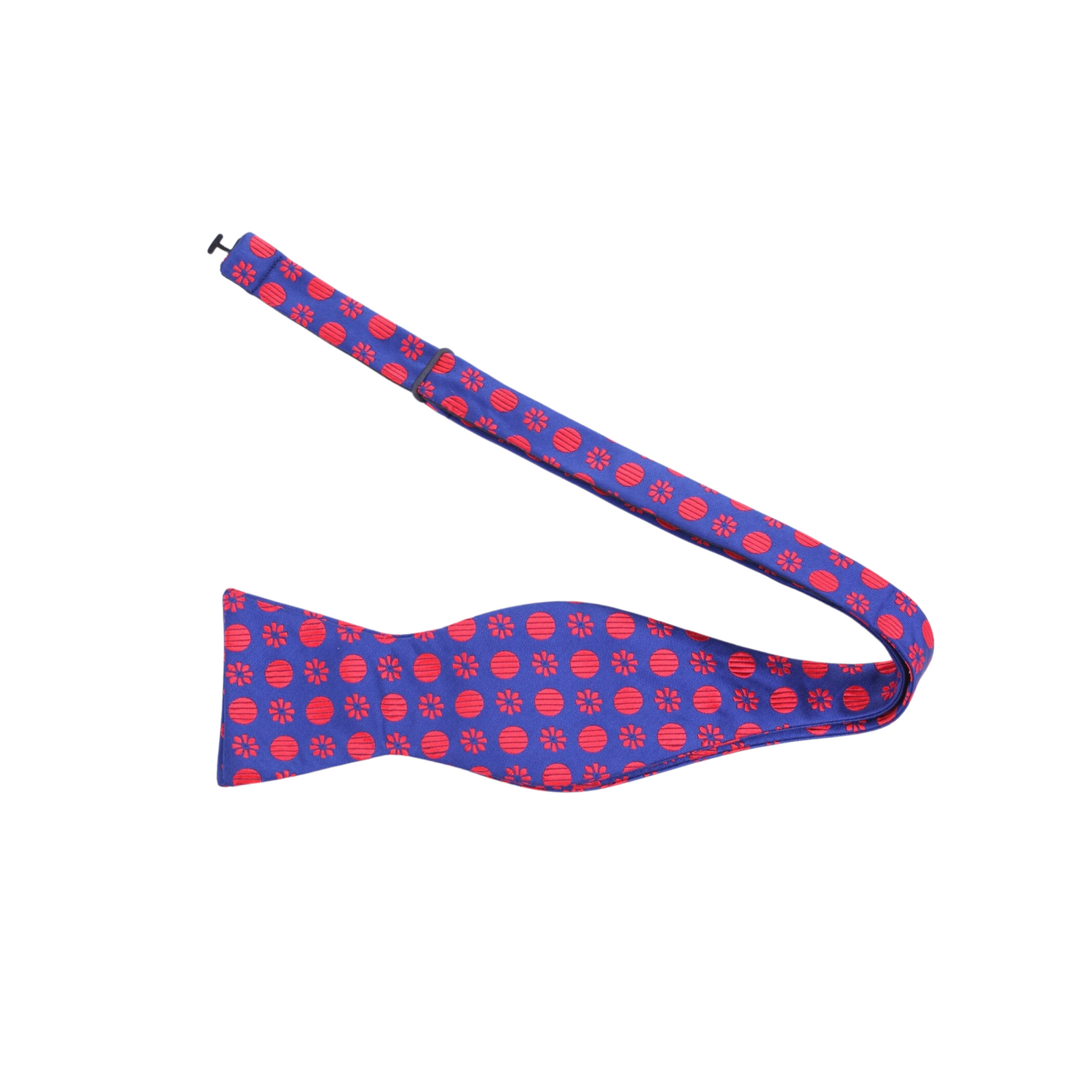 Blue, Red Flowers and Dots Bow Tie Self Tie
