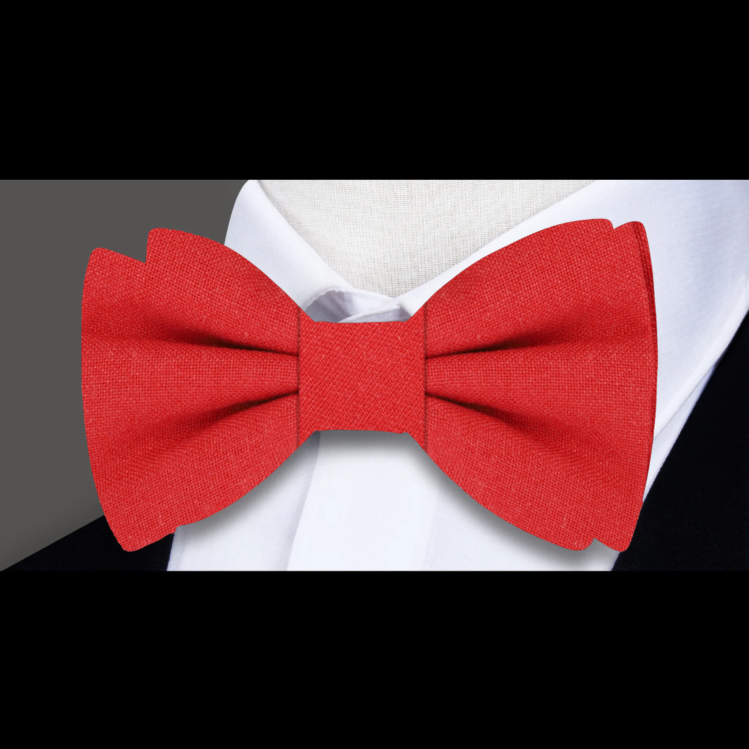 Bright Red Linen Bow Tie 
