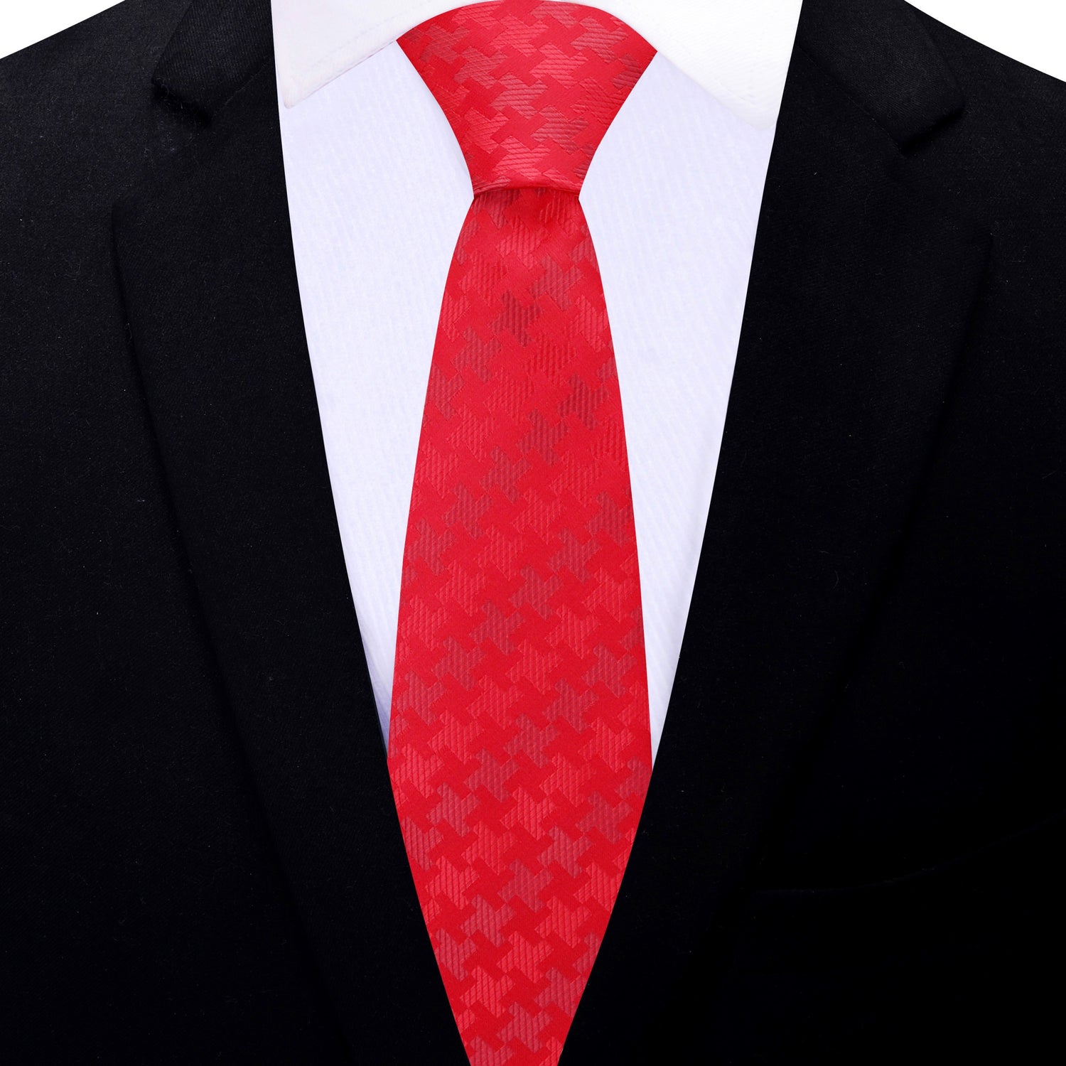 Thin Tie: Red Hounds Tooth Necktie