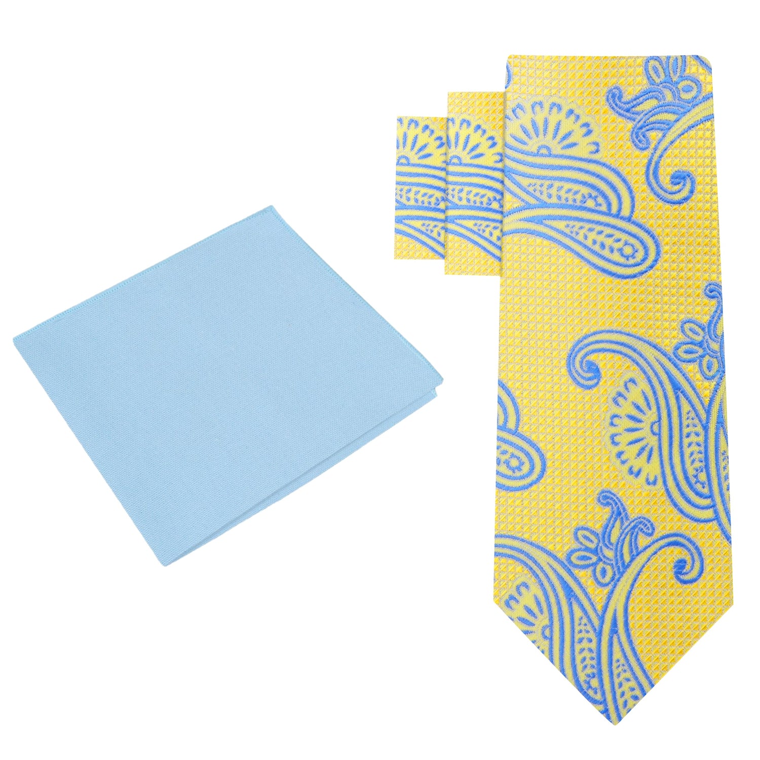 Alt View: Yellow and Light Blue Paisley Tie and Light Blue Square