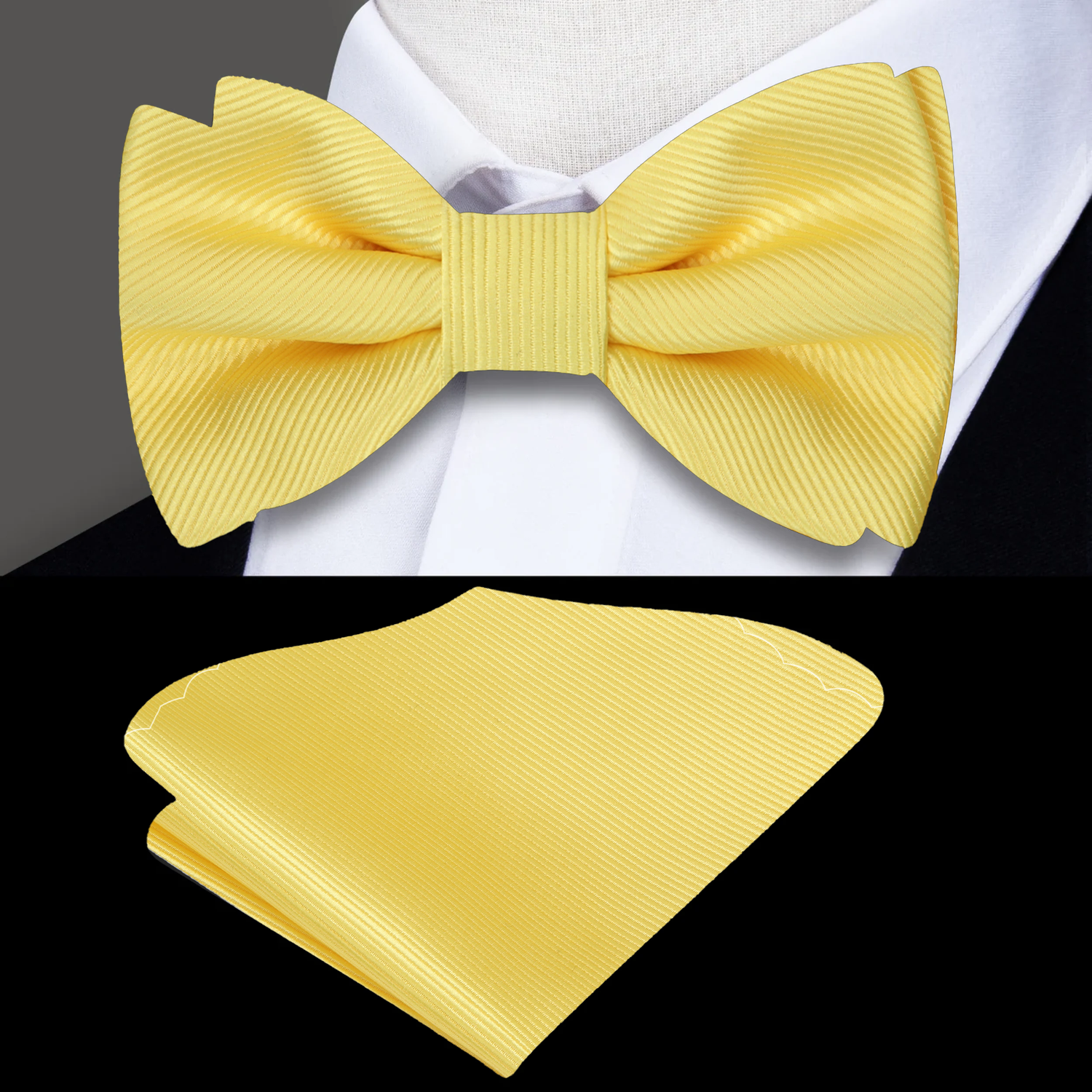 yellow bow tie and square