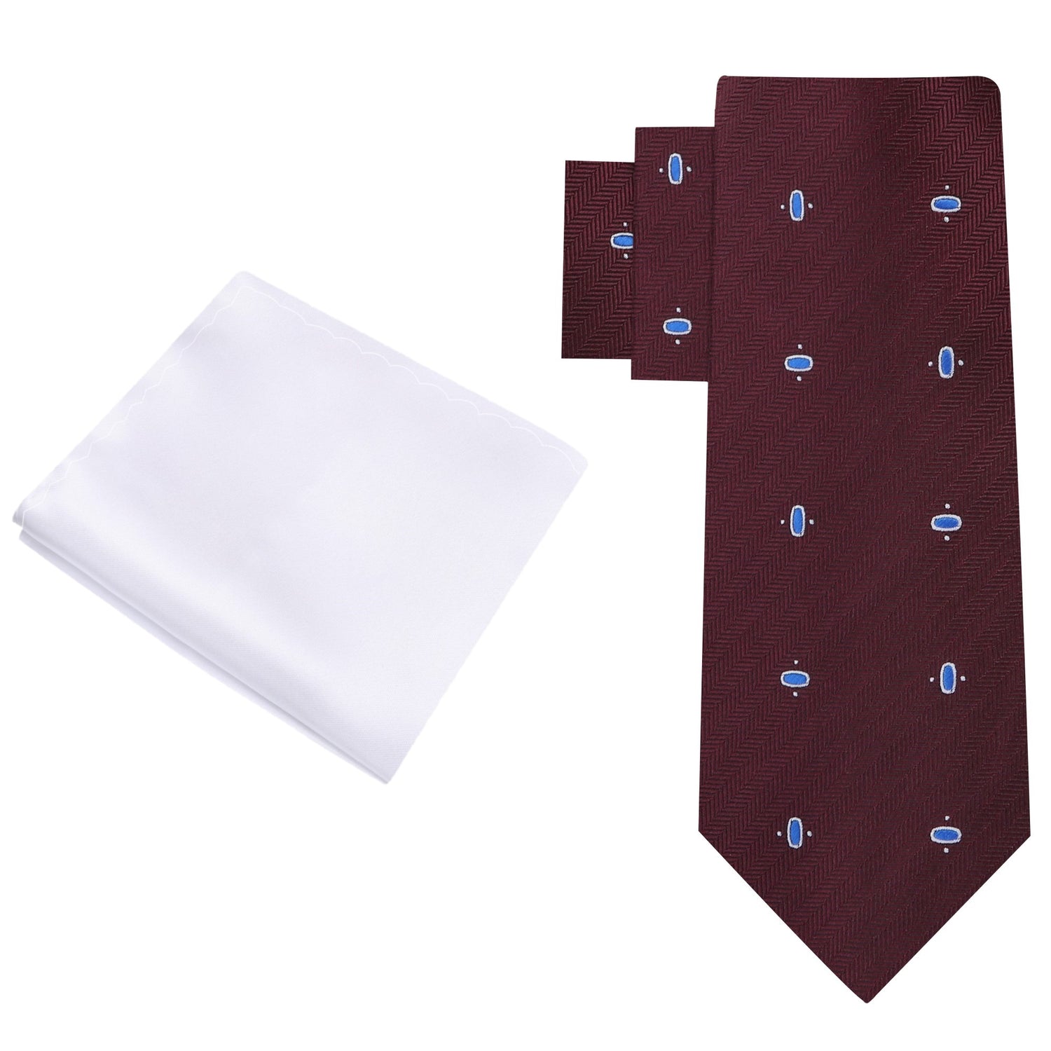Alt: Brown Blue Oval Necktie with White Square