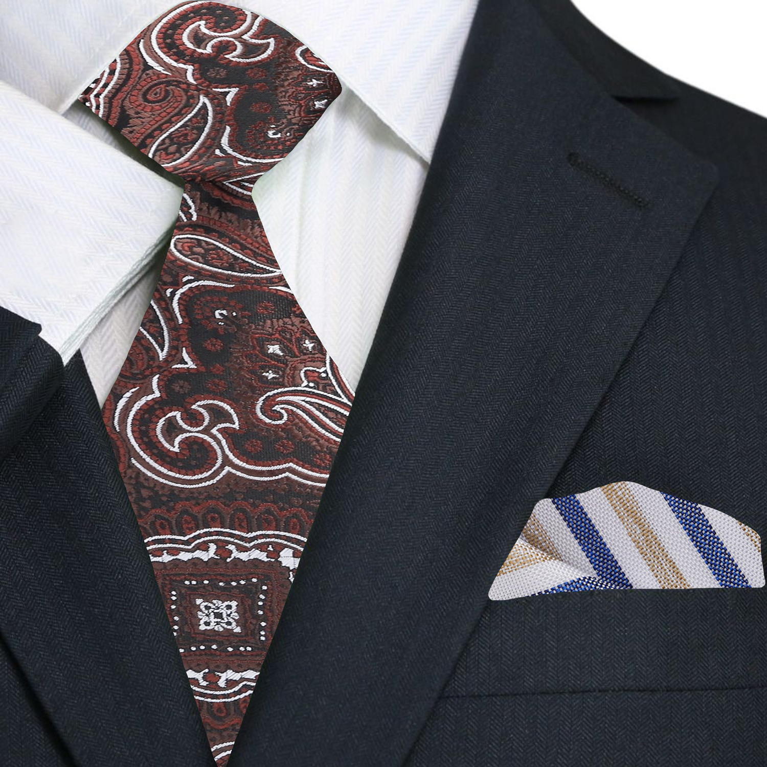 Shades of Brown paisley Tie and Accenting Square