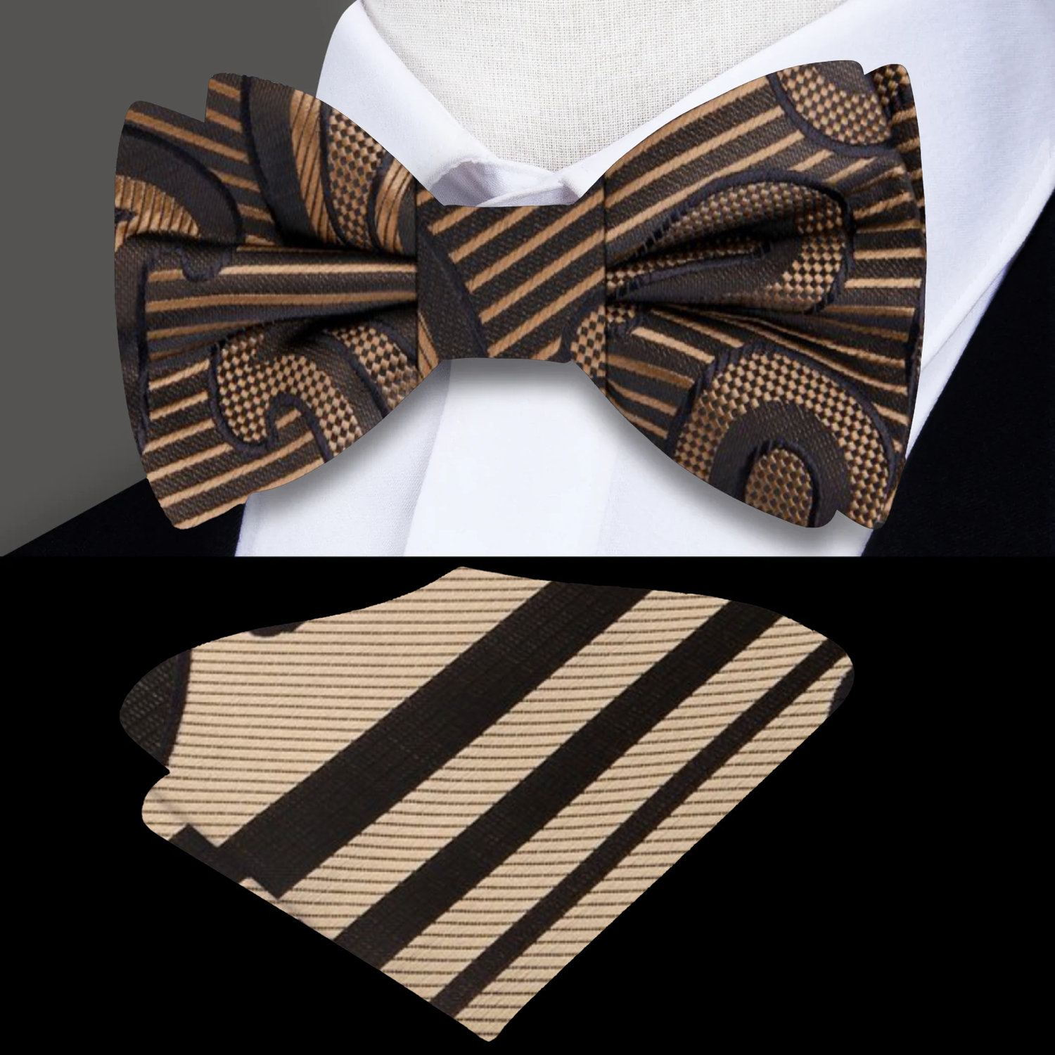 Brown paisley Bow Tie and Square