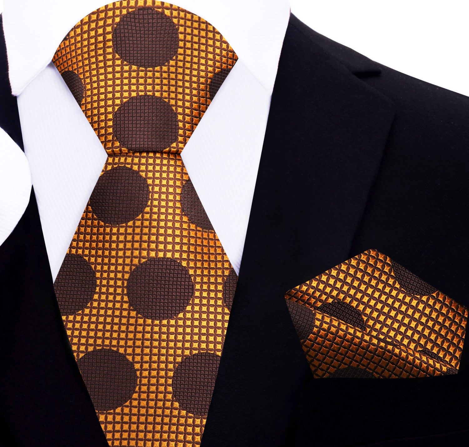 Copper and Brown Polka Tie and Matching Square
