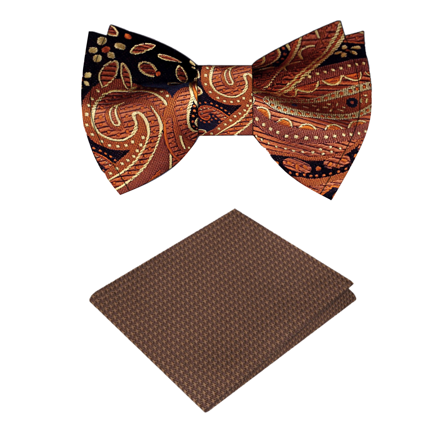 Shades of Brown Paisley Bow Tie and Brown Square