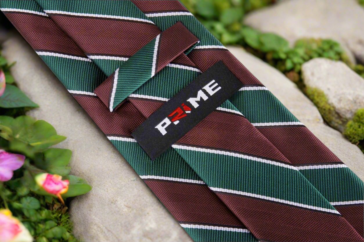 Brown, Green Block Stripe Tie Keep