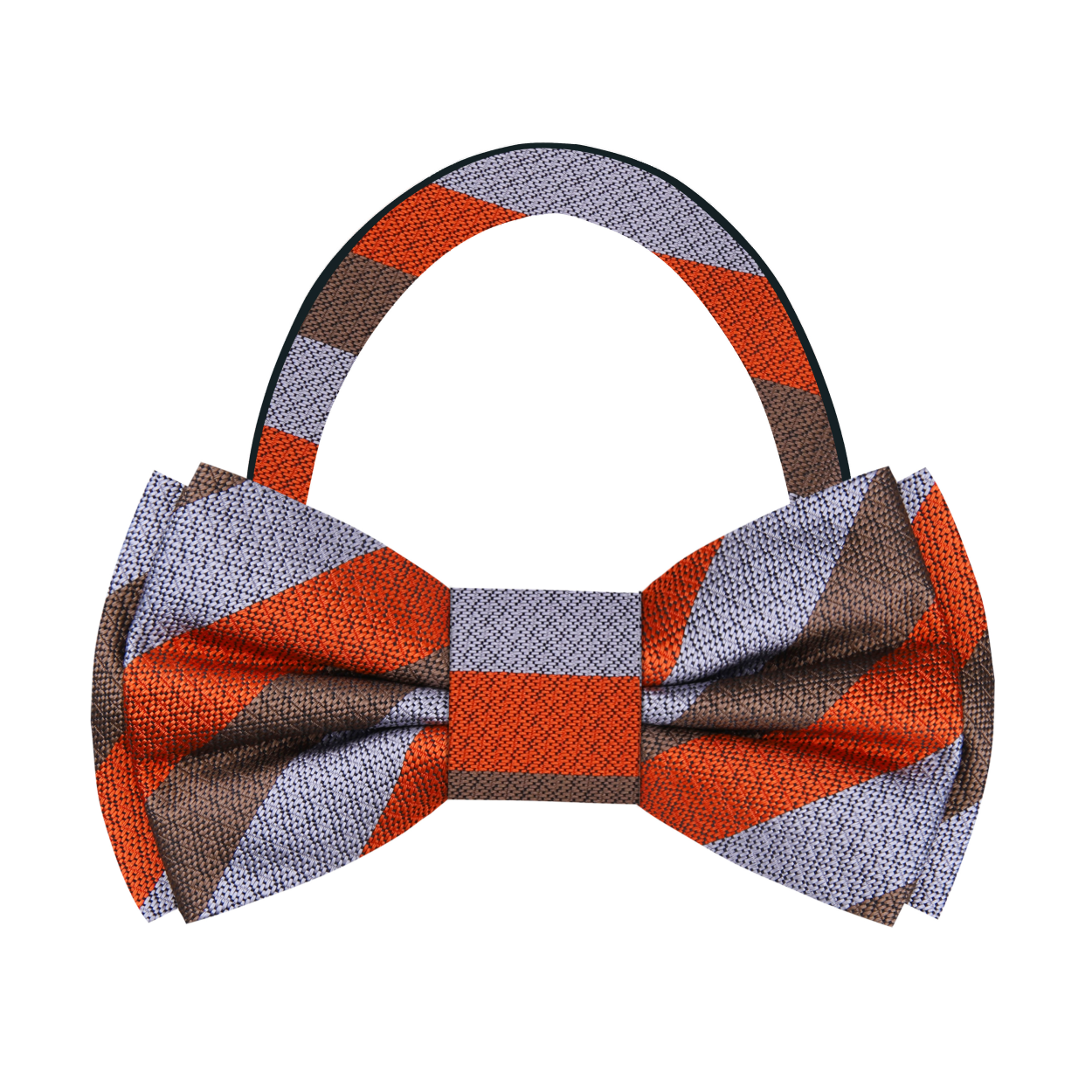 Brown Grey Red Mecca Stripe Bow Tie Pre Tied